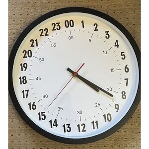 Foxtop 24 Hour Wall Clock 12 Inch Quartz Battery Operated Round Analog Wall Time